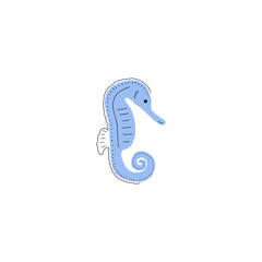 Seahorse Character sea animal on deep background. Wild life illustration. Underwear world. Vector illustration.