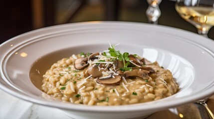 Decadent Risotto ai Funghi Porcini with Porcini Mushrooms, Shallots, Parmesan, Butter, and White Wine