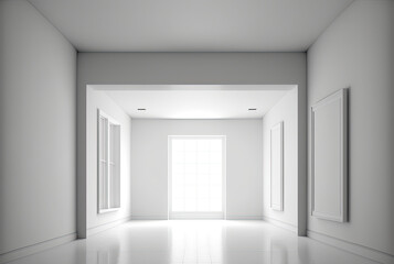 Large empty hall, hallway, corridor, gallery, room illustration.