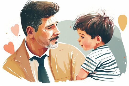 Happy Fathers Day decoration background. Generative AI illustration.