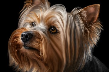 Yorkshire terrier dog portrait studio portrait, AI generated