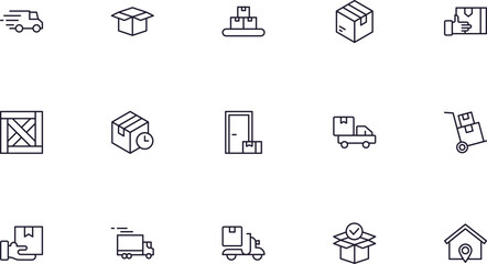 Delivery concept. Collection of modern high quality delivery line icons. Editable stroke. Premium linear symbol for web sites, flyers, banners, online shops and companies.