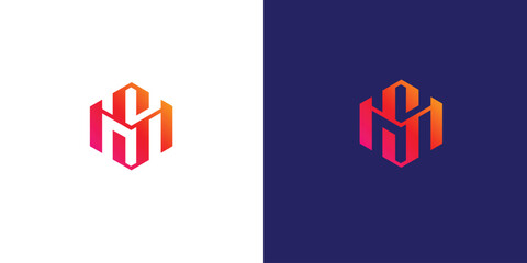 SM HEXAGONAL MODERN LETTER MONOGRAM LOGO