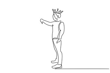 king crown man giving showing no dislike sign  rejection finger full length line art