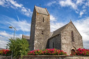 Canville-la-Rocque. Eglise Saint-Malo vue de l'extérieur. Manche. Normandie