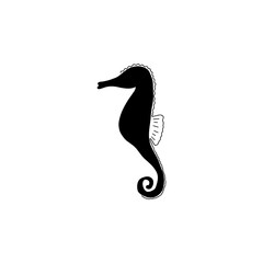 Seahorse Character sea animal on deep background. Wild life illustration. Underwear world. Vector illustration.