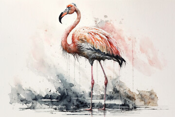 Flamingo standing on one leg.