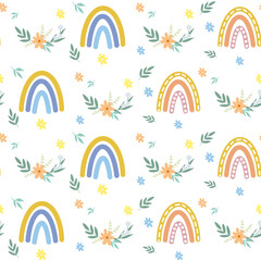 floral color pattern Pink romantic baby girl rainbow. Floral girly background