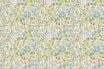 Seamless floral pattern with small colorful flowers.AI generated.