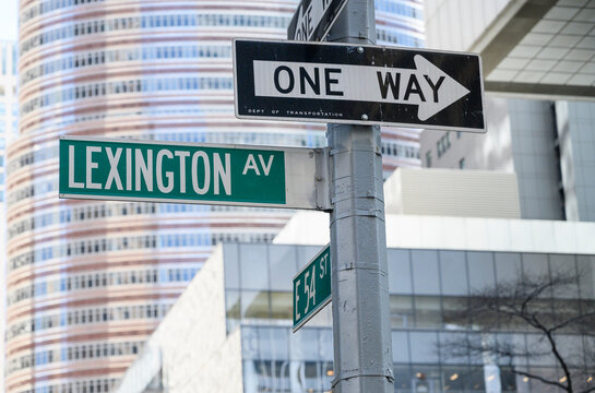 Lexington Avenue Street sign at Lexington and 54th Street in Manhattan.