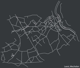 Detailed hand-drawn navigational urban street roads map of the LEEST SUBMUNICIPALITY of the Belgian city of MECHELEN, Belgium with vivid road lines and name tag on solid background