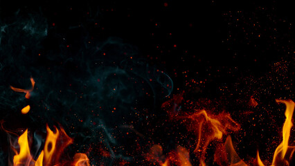Fototapeta na wymiar Fire flames isolated on black background
