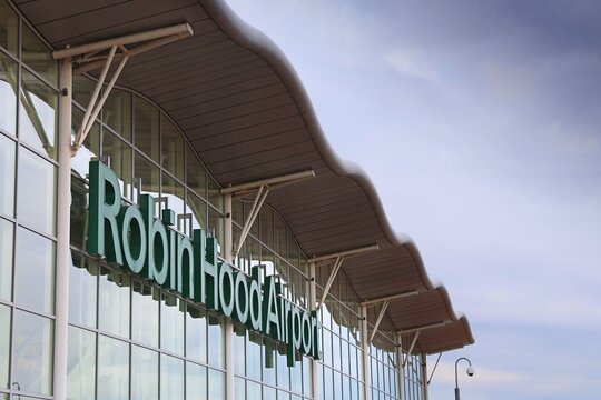 DONCASTER, UK - JULY 12, 2016: Exterior of Doncaster Sheffield Robin Hood Airport in the UK. The airport served 857,109 passengers in 2015.