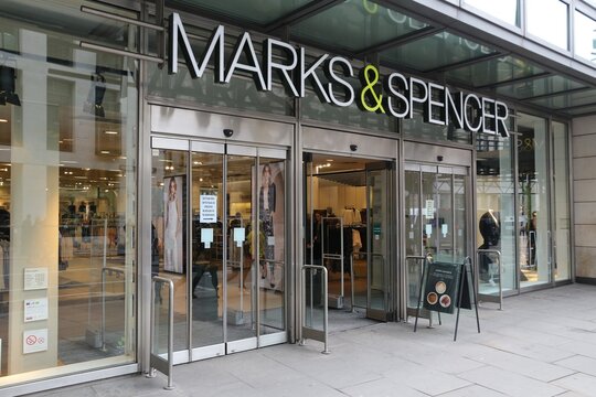 LONDON, UK - APRIL 22, 2016: Marks and Spencer in London, UK. M&S is a major retailer with 1,010 stores in 41 countries. It specializes in fashion and luxury goods.