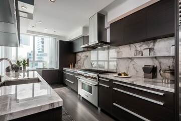 white modern kitchen interior. Generative AI