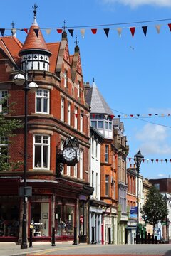ROTHERHAM, UK - JULY 10, 2016: Street view in downtown Rotherham, UK. Rotherham is a large town in South Yorkshire with population of 109,691 people.