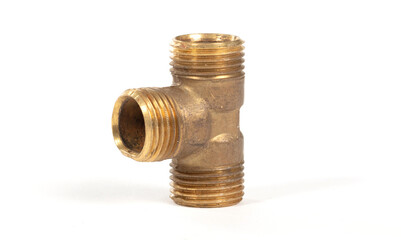 Brass fitting for plumbing pipes, T adapter
