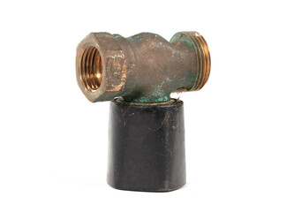 Brass fitting for plumbing pipes, old radiator knob