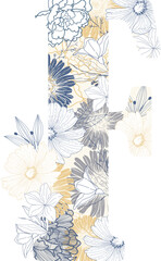 letter f floral background with flowers
