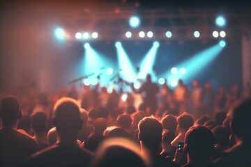 Fototapeta na wymiar Crowd of people on the concert blurred background
