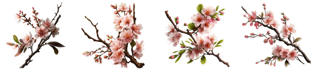 Watercolour illustration of cherry blossom. Sakura blossoms 