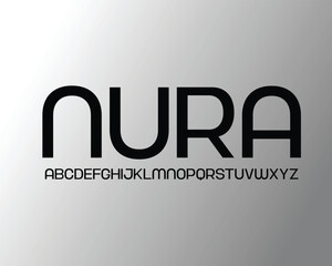 Nura font for logo and headline. Isolated vector typeset
