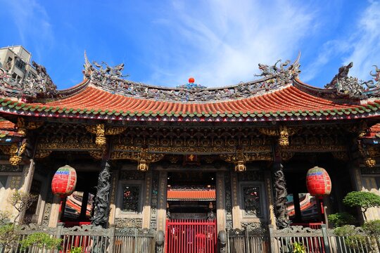 TAIPEI, TAIWAN - DECEMBER 4, 2018: Longshan Temple in Wanhua District of Taipei city, Taiwan. It is a Chinese folk religion landmark.