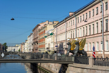 Saint Petersburg, pedestrian Bank bridge over the Griboyedov Canal