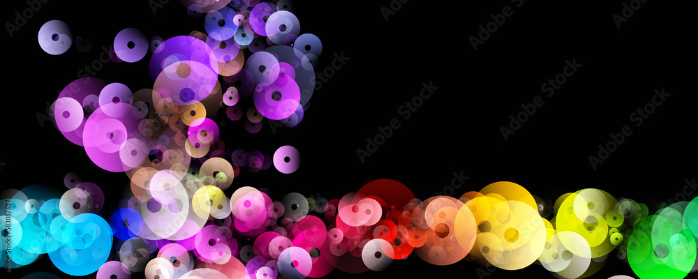 Poster fantastic panorama background design illustration with circle objects and space for text