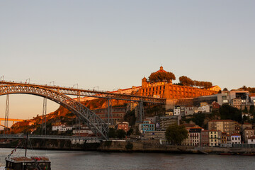 General view of the Luis I Bridge in Porto, Portugal, over the Douro River