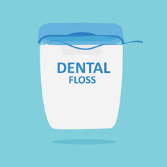 Dental floss icon blue background.