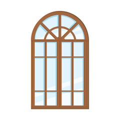Closed arch window isolated on white background