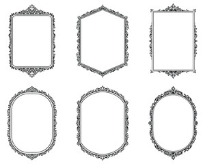Luxury decorative photo frames. Retro ornamental frame, vintage ornaments & ornate border. Decorative wedding frames, antique museum picture borders or deco dividers. Isolated vector art