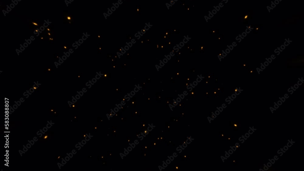 Poster animation flow up orange fire particles sparks rising up on black background.element for isolated tr