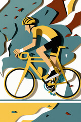 Fototapeta premium Tour de France paper cut background. Generative AI illustration.