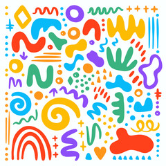 MINIMAL CHILDISH DOODLE SHAPES Contemporary Sketch Modern African Hand Drawn Flat Shapes For Print Chaotic Figures In Matisse Style Creative Package And Textile