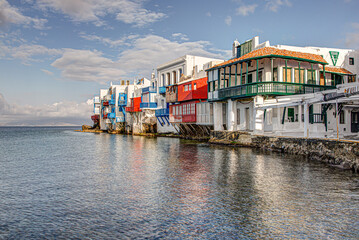 Fototapeta premium The famous Little Venice village in Mykonos, Cyclades Greece