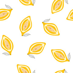 Seamless pattern with lemon and vulva.
