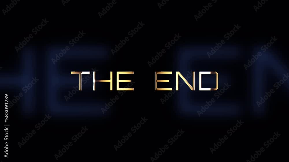 Poster animation text of the end gold neon text effect cinematic title animationn backgroud. element for is