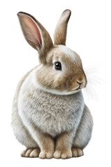 Obraz premium White Isolated Sitting Easter Bunny Looks Around - Generative AI