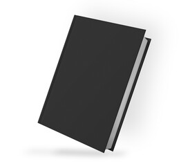 black book diary blank cover notebook on transparent background