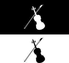 violin and bow on  silhouette a clip art simple design , Abstract, logo, line logo, icon, vector design. symbol logo, concept for design. 