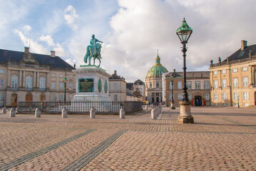 Frederick’s Church and Amalienborg Palace, the residence of the Danish royal family, and the...