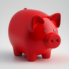 Red piggy bank isolated on white background