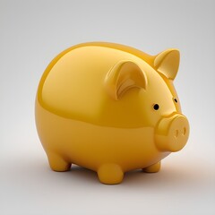 Yellow piggy bank isolated on white background