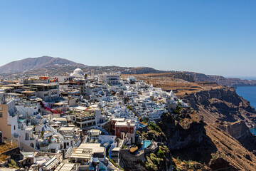 Fototapeta na wymiar Panorama of Fira city in Santorini