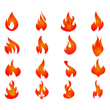 fire flames set. collection illustration of fires in different forms. set of different graphic resources.