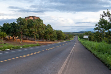 road with mountains in preservation area