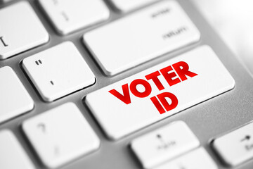 Voter ID text button on keyboard, concept background