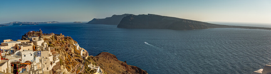 Fototapeta na wymiar Panoramic sea view from Oia Santorini